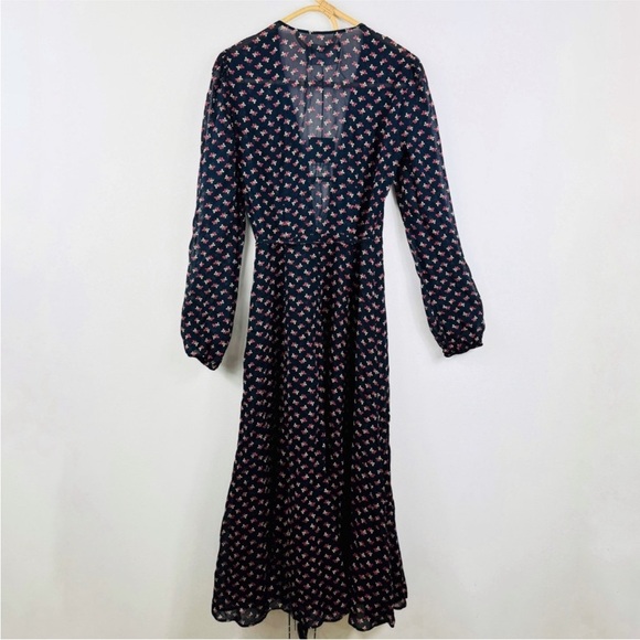 Reformation Dark navy with florals midi wrap dress NWT - Picture 5 of 14